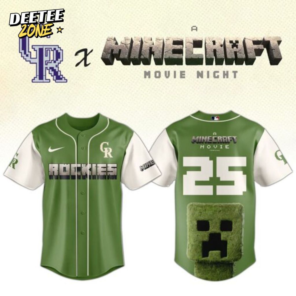 Premium Mlb Colorado Rockies X A Minecraft Movie Custom Baseball Jersey