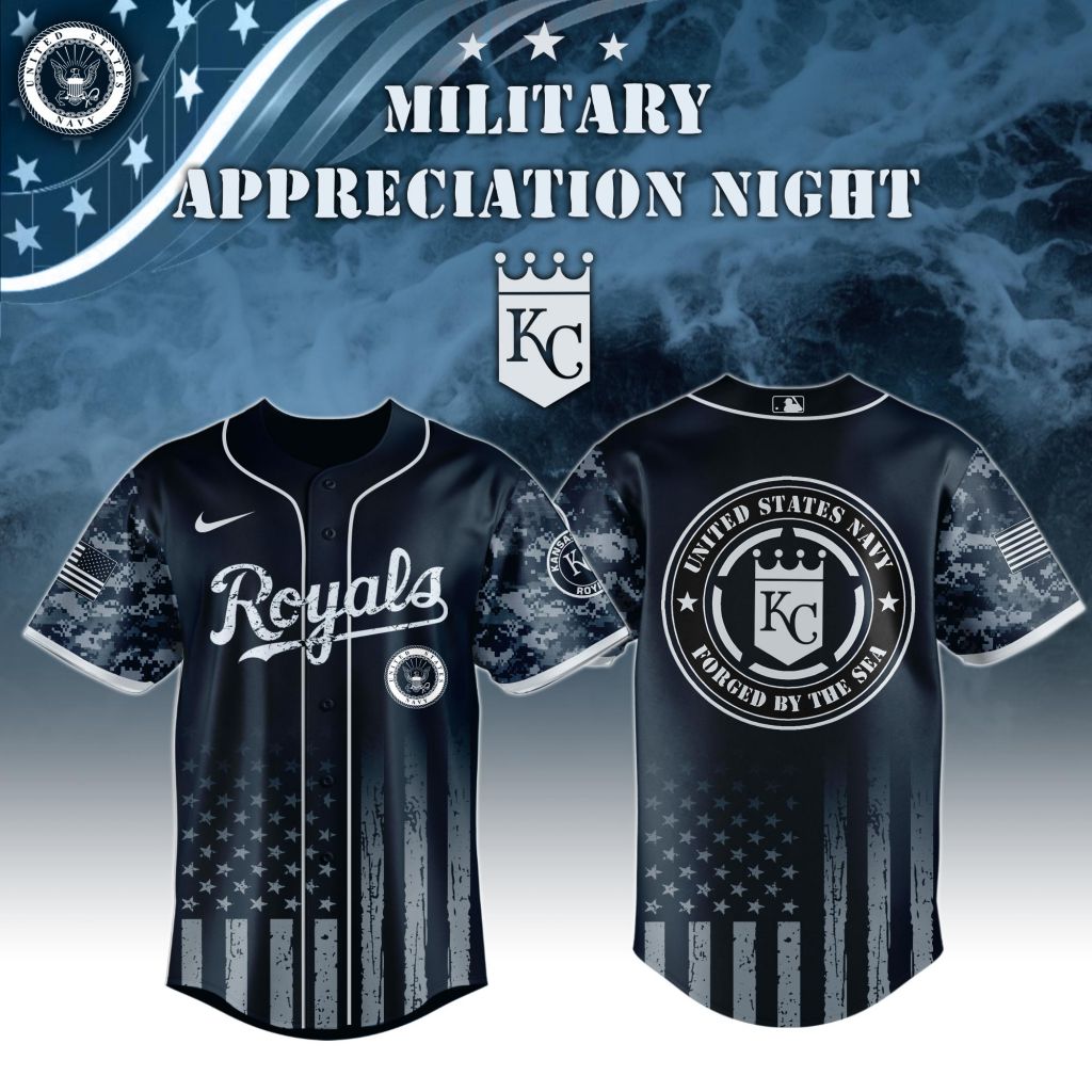 Premium Mlb Kansas City Royals Navy Military Appreciation Custom Baseball Jersey
