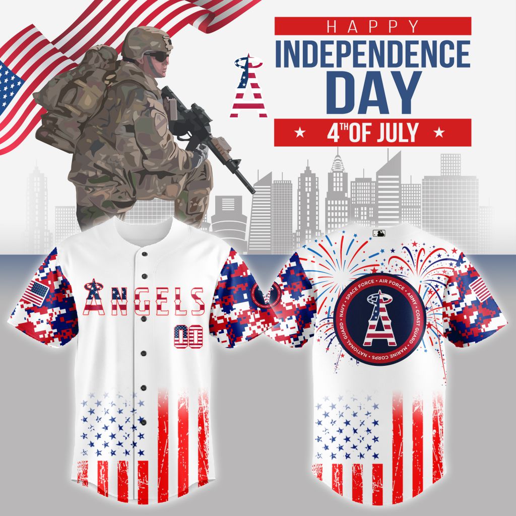 Premium Mlb Los Angeles Angels Special The 4th Of July Military Custom Baseball Jersey