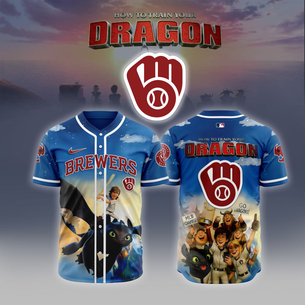 Premium Mlb Milwaukee Brewers X How To Train Your Dragon Custom Baseball Jersey