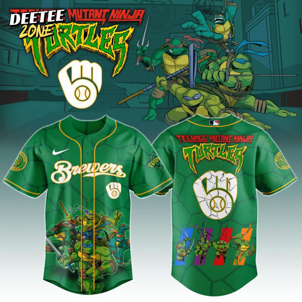 Premium Mlb Milwaukee Brewers X Teenage Mutant Ninja Turtles Custom Baseball Jersey