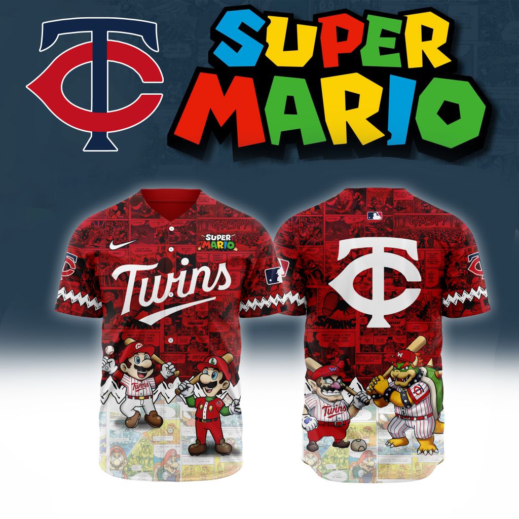 Premium Mlb Minnesota Twins X Super Mario Custom Baseball Jersey