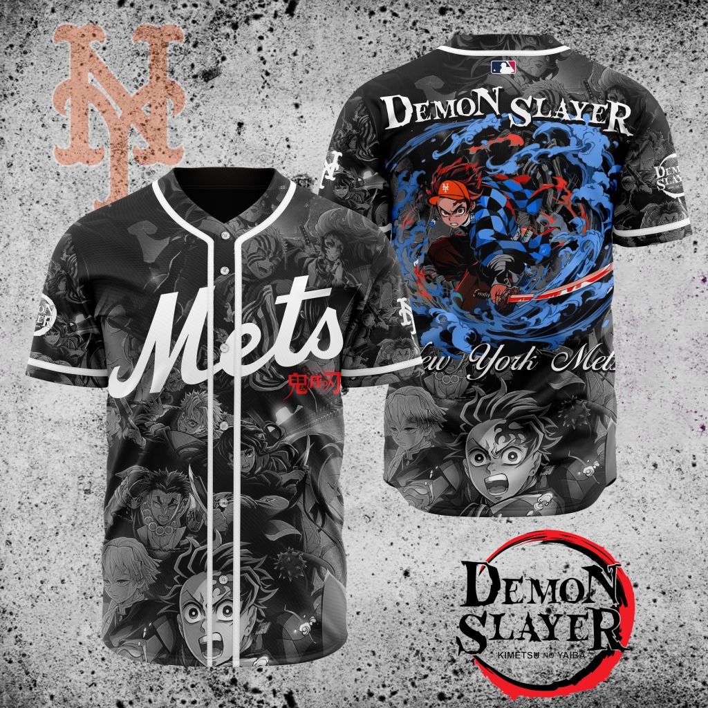 Premium Mlb New York Mets X Demon Slayer Custom Baseball Jersey