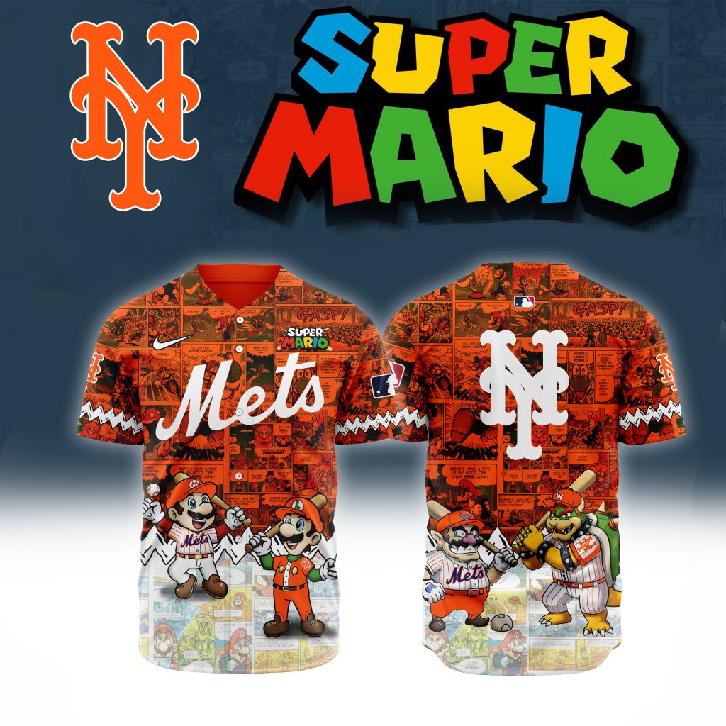 Premium Mlb New York Mets X Super Mario Custom Baseball Jersey