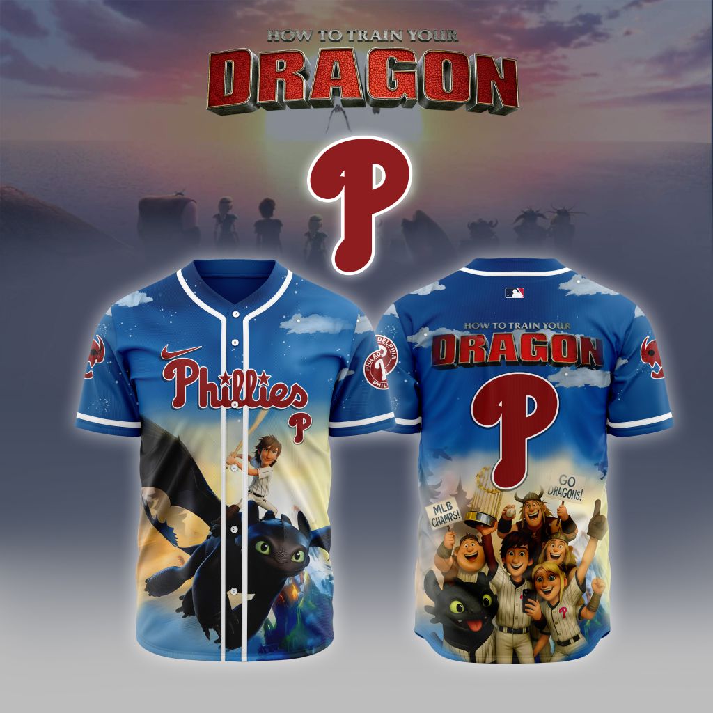 Premium Mlb Philadelphia Phillies X How To Train Your Dragon Custom Baseball Jersey