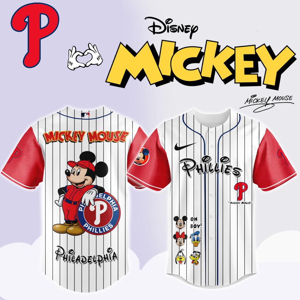 Premium Mlb Philadelphia Phillies X Mickey Mouse And Friends Custom Baseball Jersey