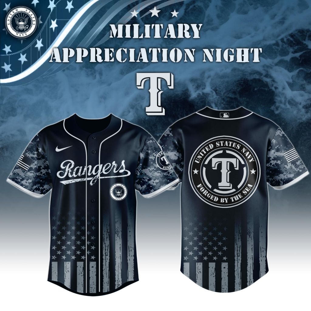Premium Mlb Texas Rangers Navy Military Appreciation Custom Baseball Jersey