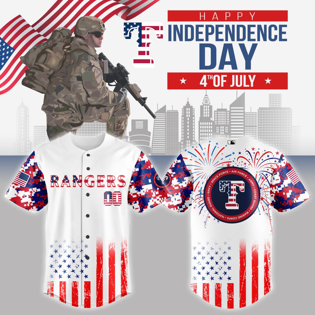 Premium Mlb Texas Rangers Special The 4th Of July Military Custom Baseball Jersey