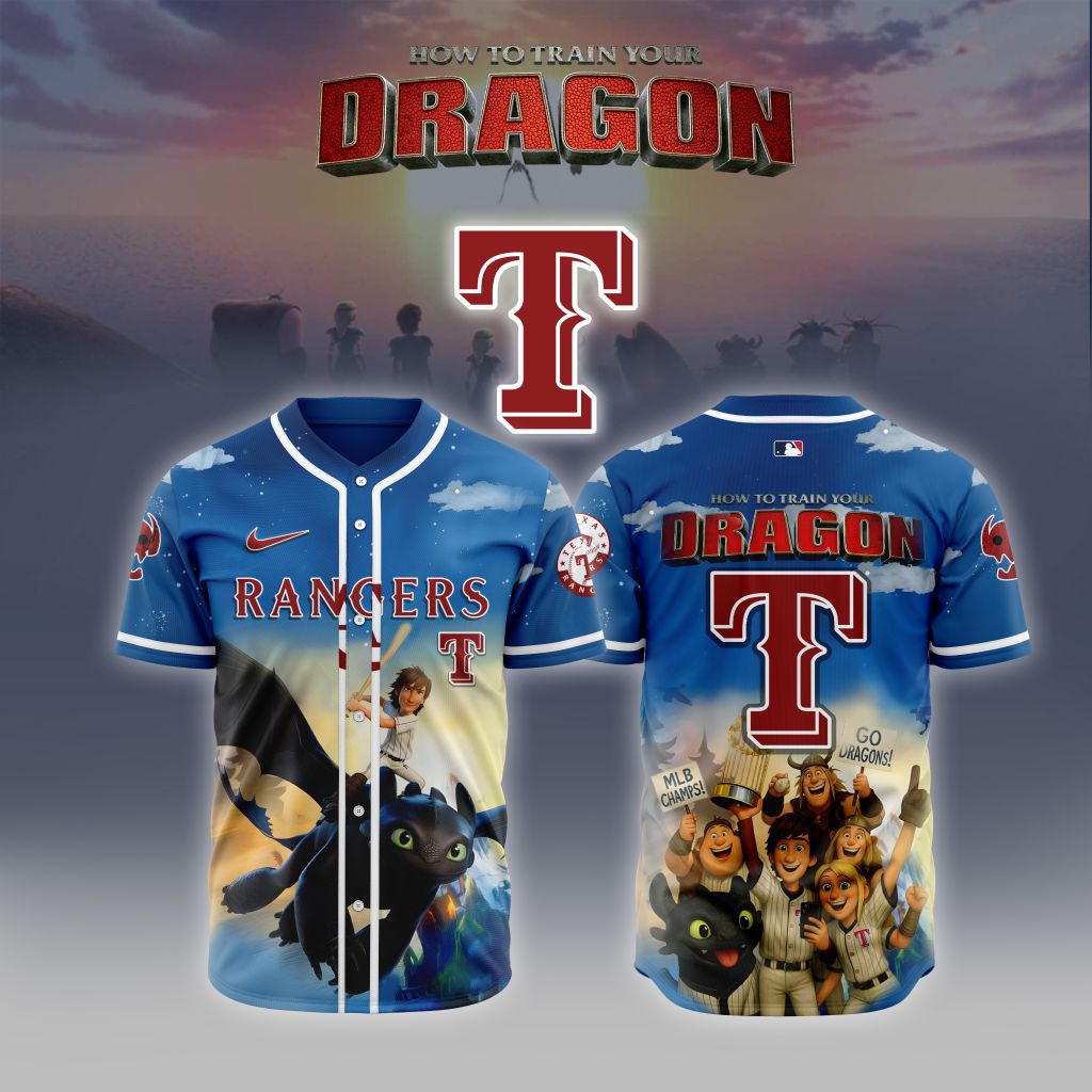 Premium Mlb Texas Rangers X How To Train Your Dragon Custom Baseball Jersey