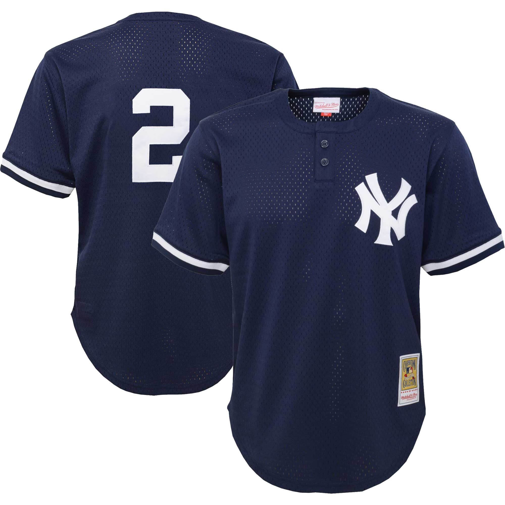 Preschool New York Yankees Derek Jeter Mitchell & Ness Navy Cooperstown Collection Mesh Batting Practice Jersey 