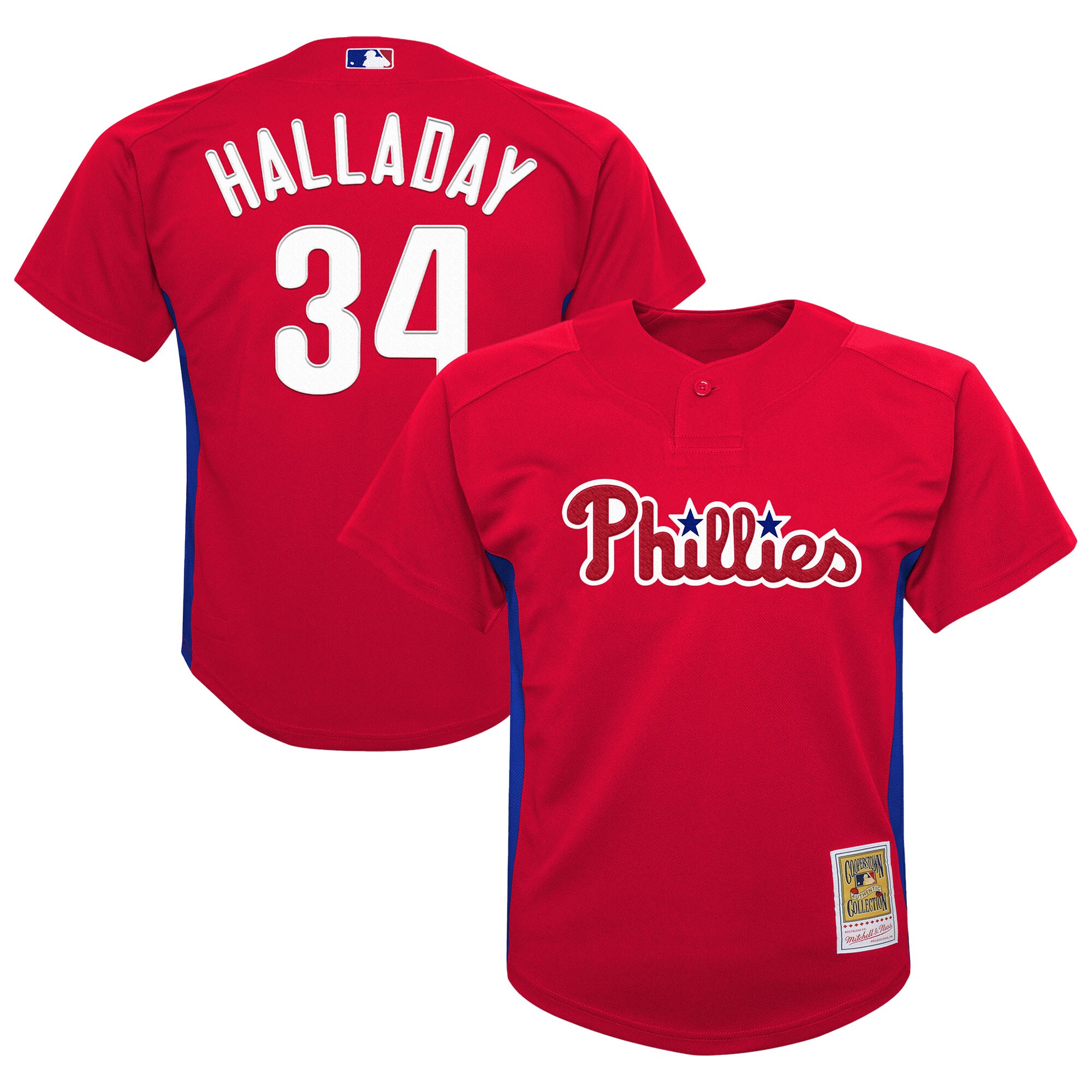 Preschool Philadelphia Phillies Roy Halladay Mitchell & Ness Red Cooperstown Collection Mesh Batting Practice Jersey 