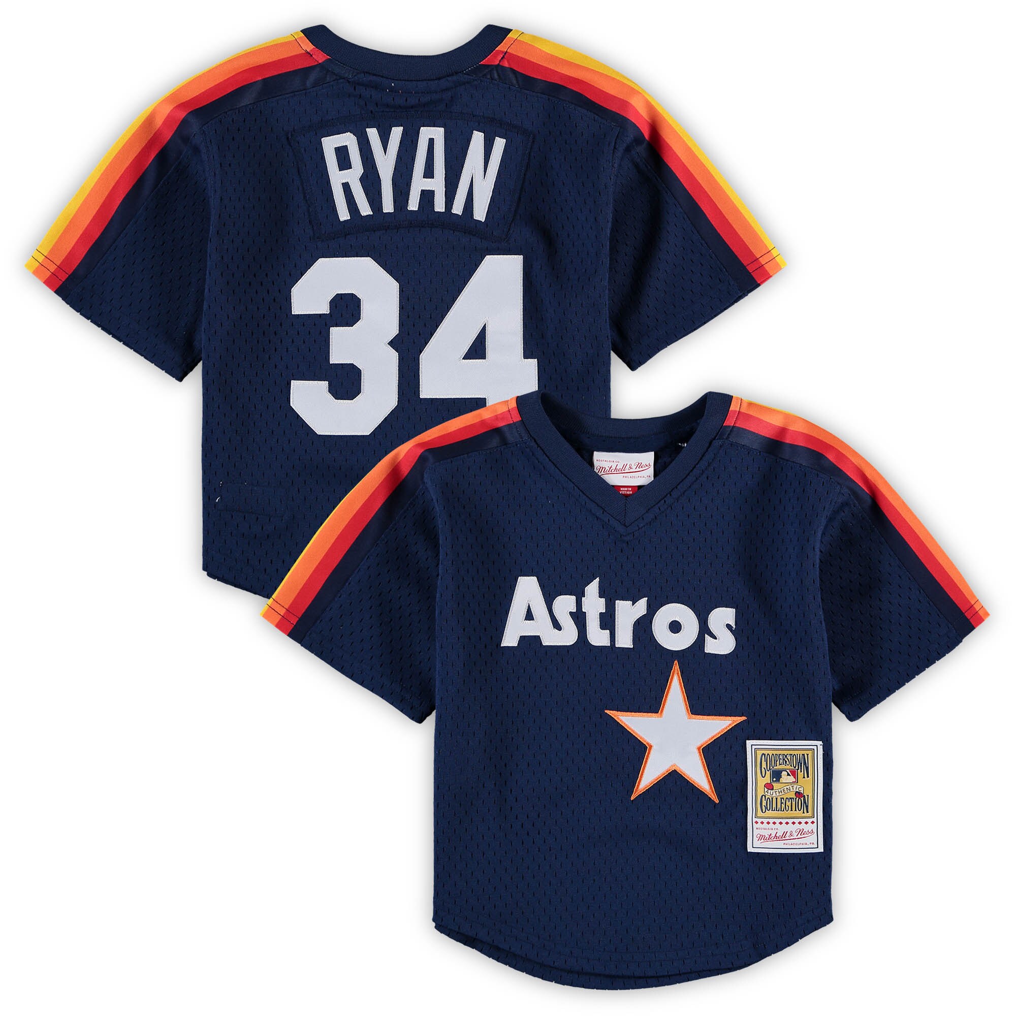 Preschool & Toddler Houston Astros Nolan Ryan Mitchell & Ness Navy Cooperstown Collection Mesh Batting Practice Jersey 