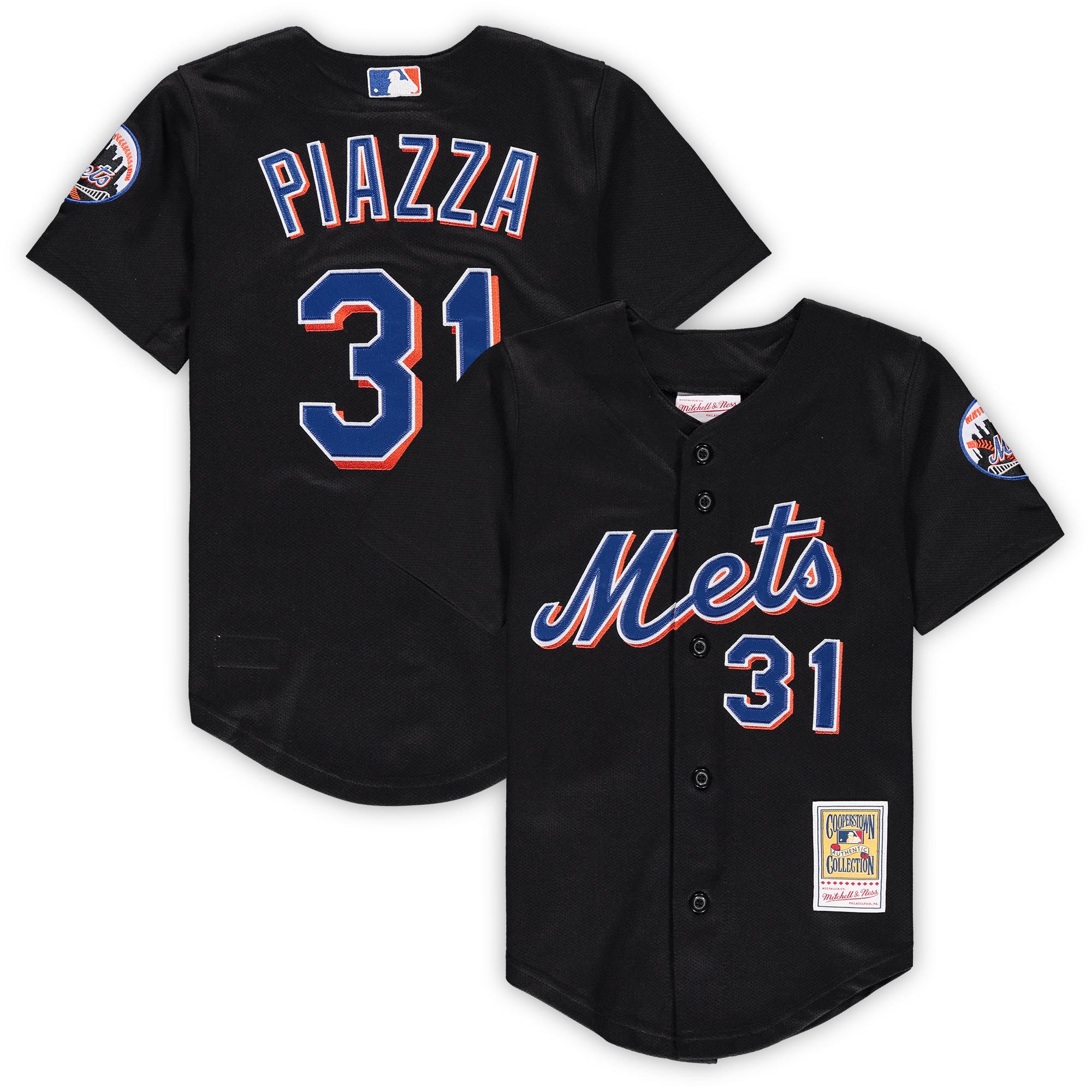 Preschool & Toddler New York Mets Mike Piazza Mitchell & Ness Black Cooperstown Collection Mesh Jersey 