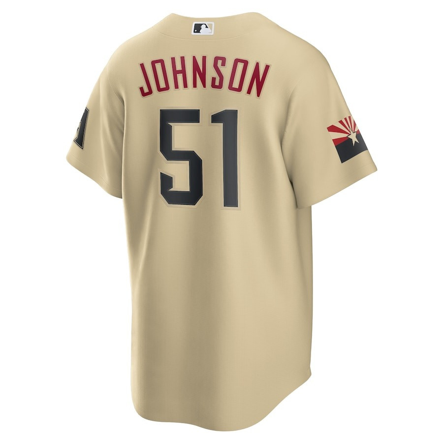 Alternative view of Randy Johnson 51 Arizona Diamondbacks City Connect Men Jersey - Sand