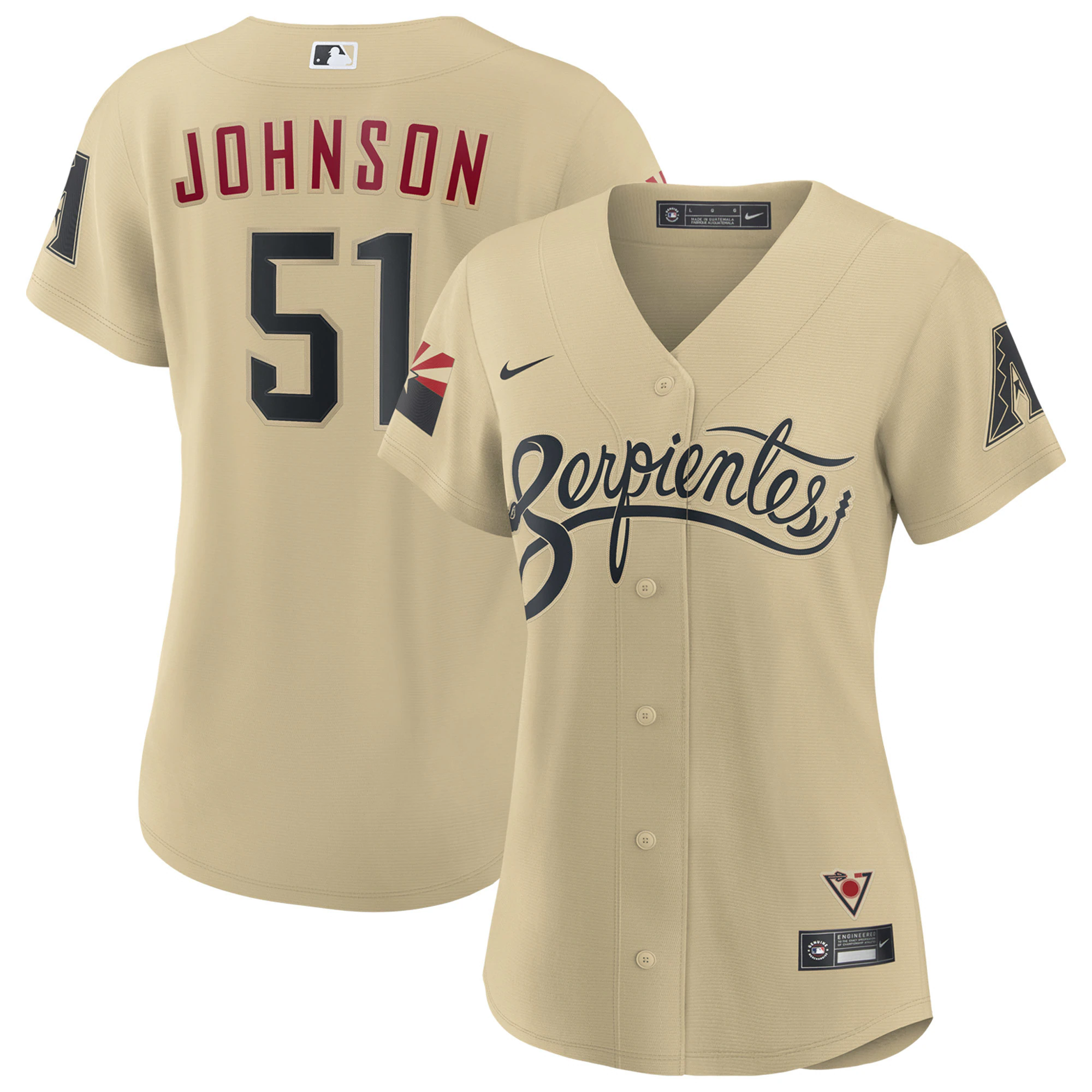 Alternative view of Randy Johnson Arizona Diamondbacks Women's City Connect Replica Player Jersey - Sand