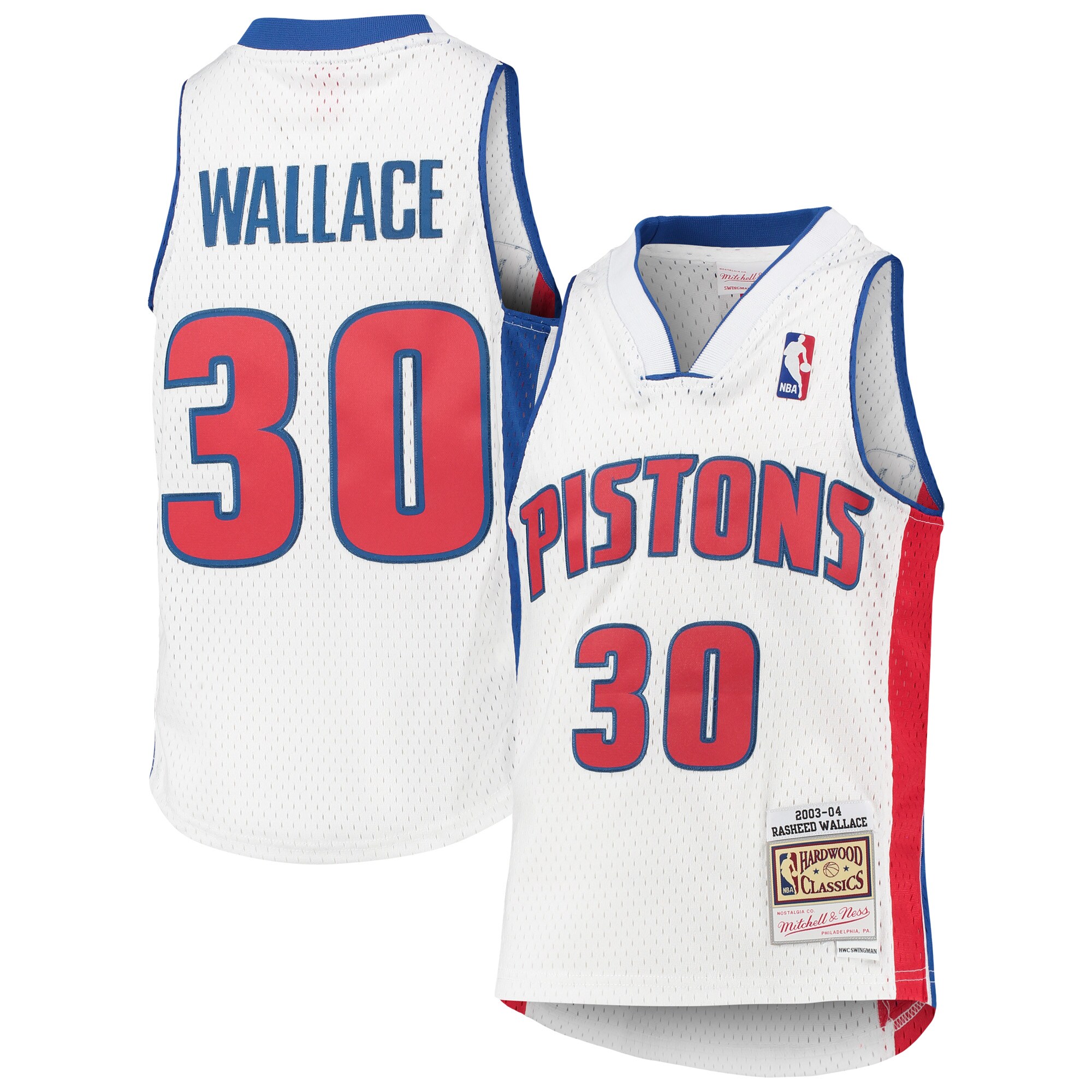 Alternative view of Rasheed Wallace Detroit Pistons Mitchell & Ness Youth 2003/04 Hardwood Classics Swingman Jersey - White