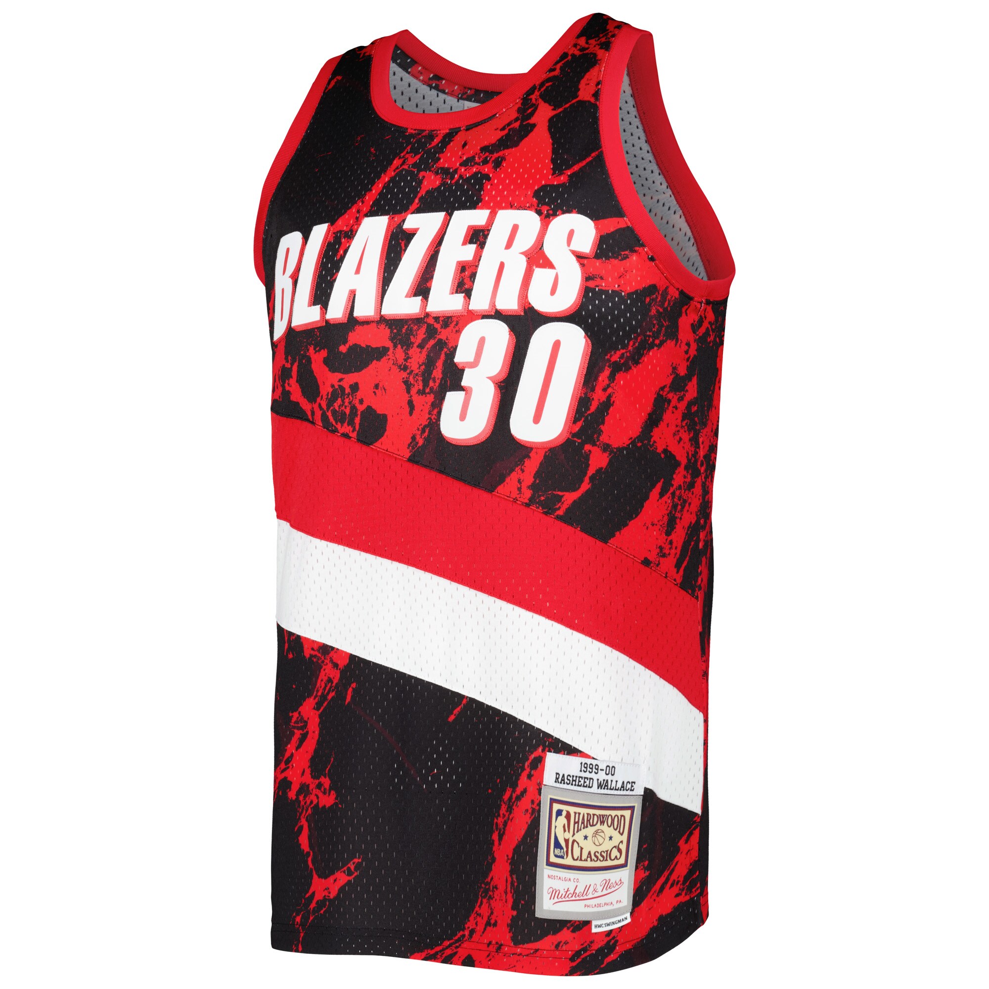 Alternative view of Rasheed Wallace Portland Trail Blazers Mitchell & Ness 1999/00 Hardwood Classics Marble Swingman Jersey - Black