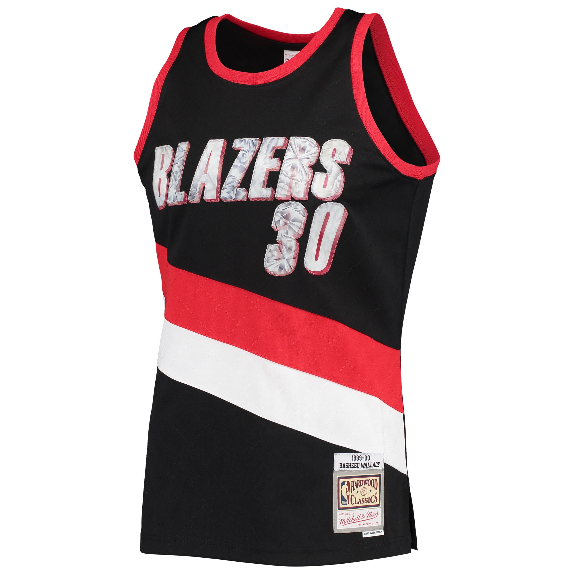 Alternative view of Rasheed Wallace Portland Trail Blazers Mitchell & Ness 1999/00 Hardwood Classics Nba 75th Anniversary Diamond Swingman Jersey - Black