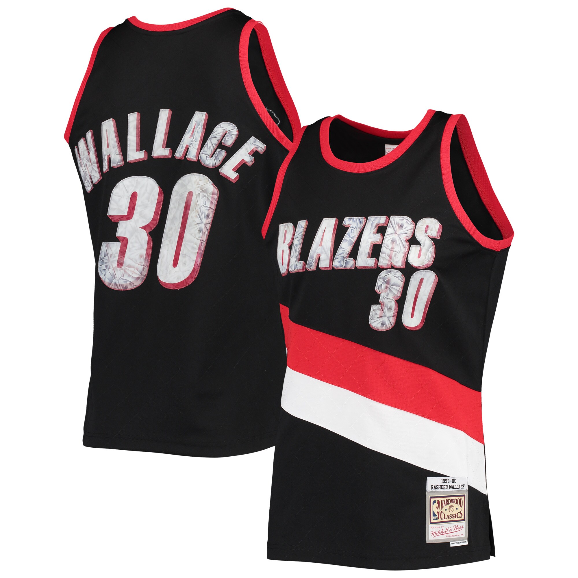 Rasheed Wallace Portland Trail Blazers Mitchell & Ness 1999/00 Hardwood Classics Nba 75th Anniversary Diamond Swingman Jersey - Black