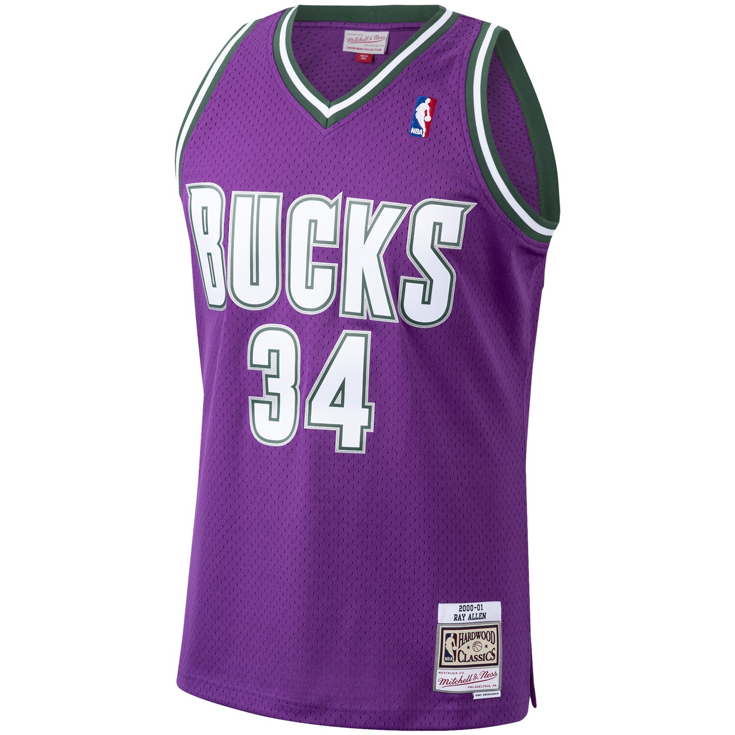Alternative view of Ray Allen Milwaukee Bucks Mitchell & Ness 2000/01 Hardwood Classics Swingman Jersey - Purple
