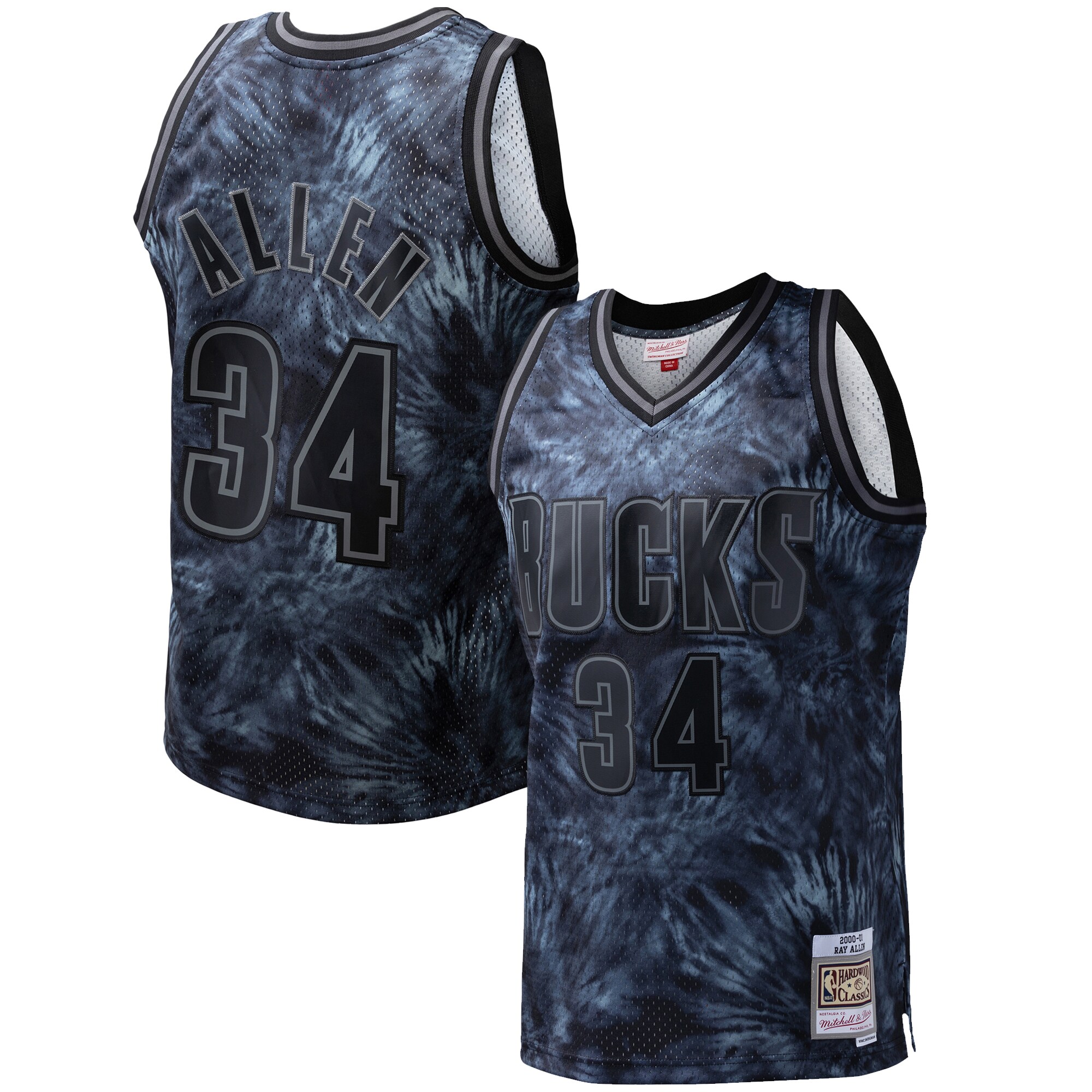 Ray Allen Milwaukee Bucks Mitchell & Ness Hardwood Classics 1996/97 Tie-dye Swingman Jersey - Black