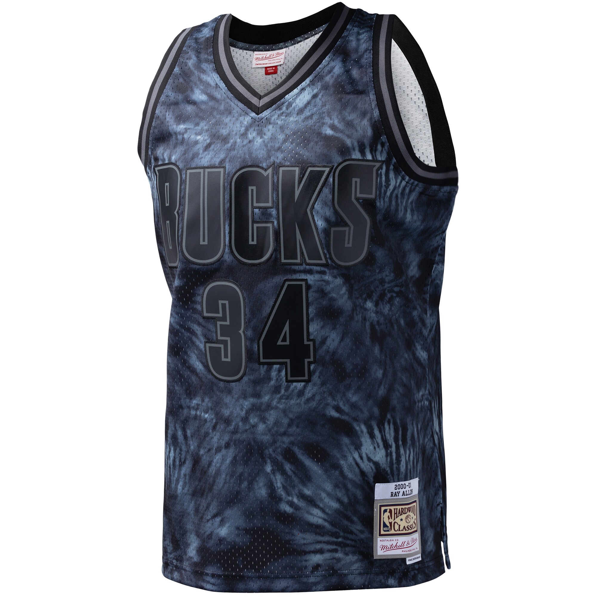 Alternative view of Ray Allen Milwaukee Bucks Mitchell & Ness Hardwood Classics 1996/97 Tie-dye Swingman Jersey - Black