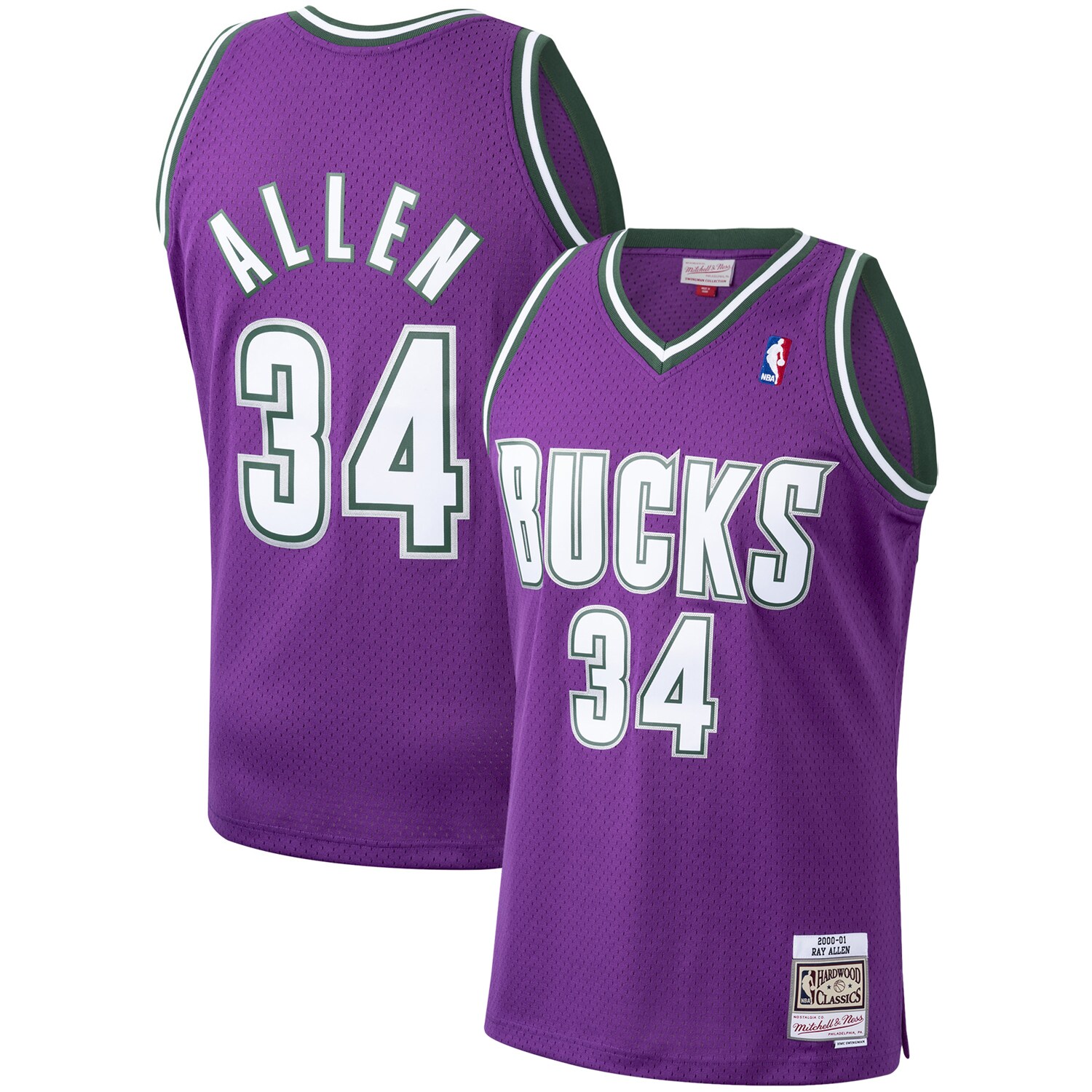 Ray Allen Milwaukee Bucks Mitchell & Ness 2000/01 Hardwood Classics Swingman Jersey - Purple
