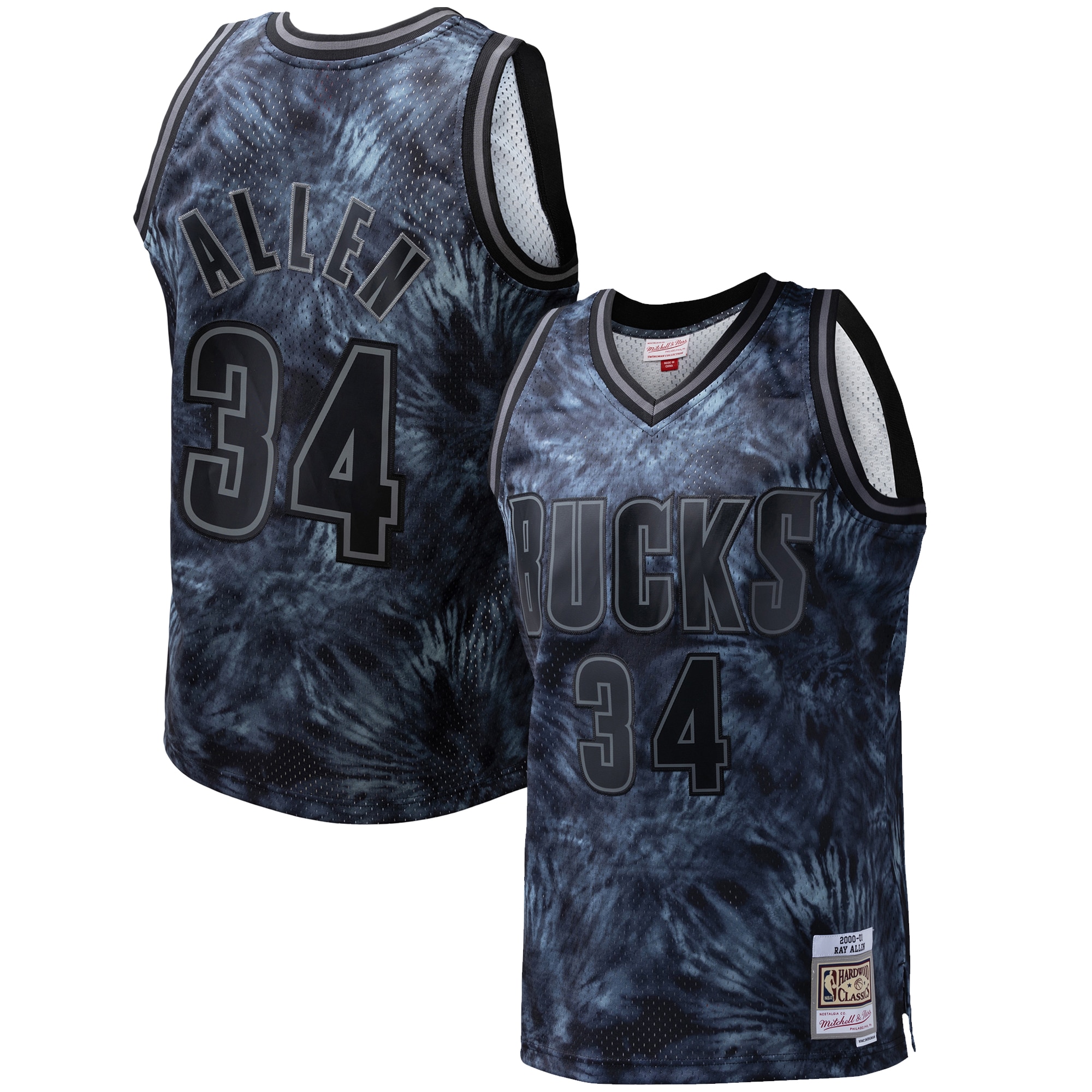 Ray Allen Milwaukee Bucks Mitchell & Ness Hardwood Classics 1996/97 Tie-dye Swingman Jersey - Black