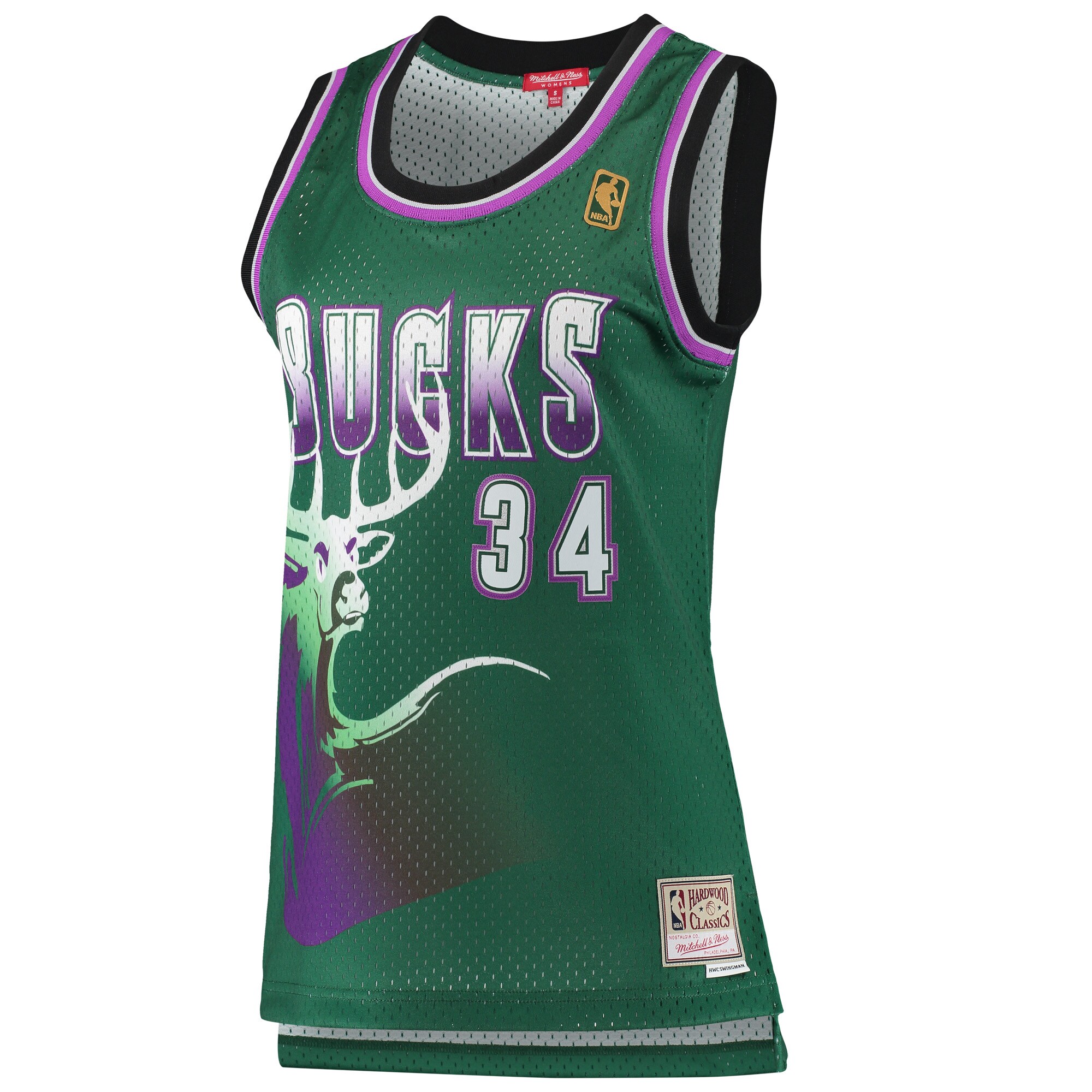 Alternative view of Ray Allen Milwaukee Bucks Mitchell & Ness Women's 1996/97 Hardwood Classics Swingman Jersey - Green