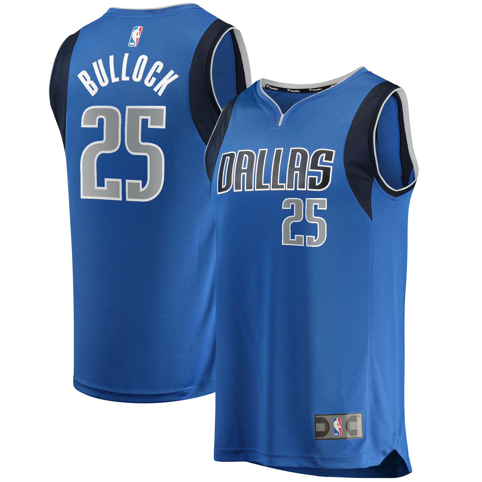 Alternative view of Reggie Bullock Dallas Mavericks Fanatics Branded 2021/22 Fast Break Replica Jersey - Icon Edition - Blue
