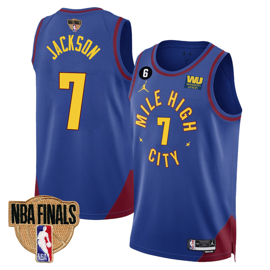 Reggie Jackson 7 Denver Nuggets Final Champions 2023 Swingman YOUTH Jersey - Blue - JS314 