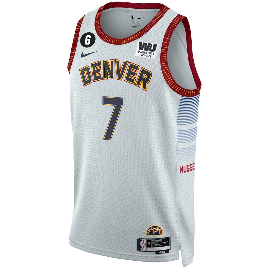Alternative view of Reggie Jackson 7 Denver Nuggets Final Champions 2023 Swingman YOUTH Jersey - White - JS468 