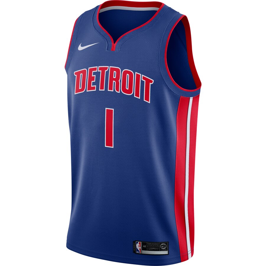 Alternative view of Reggie Jackson Detroit Pistons Swingman Jersey Blue – Icon Edition