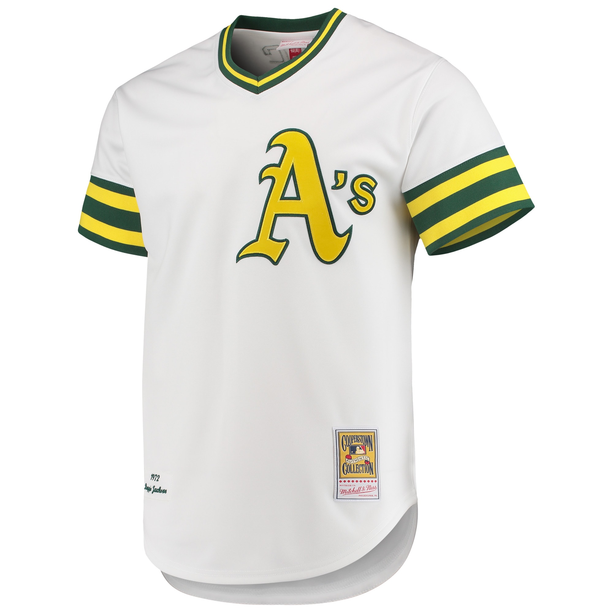 Alternative view of Reggie Jackson Oakland Athletics Mitchell & Ness 1972 Cooperstown Collection Authentic Jersey - White