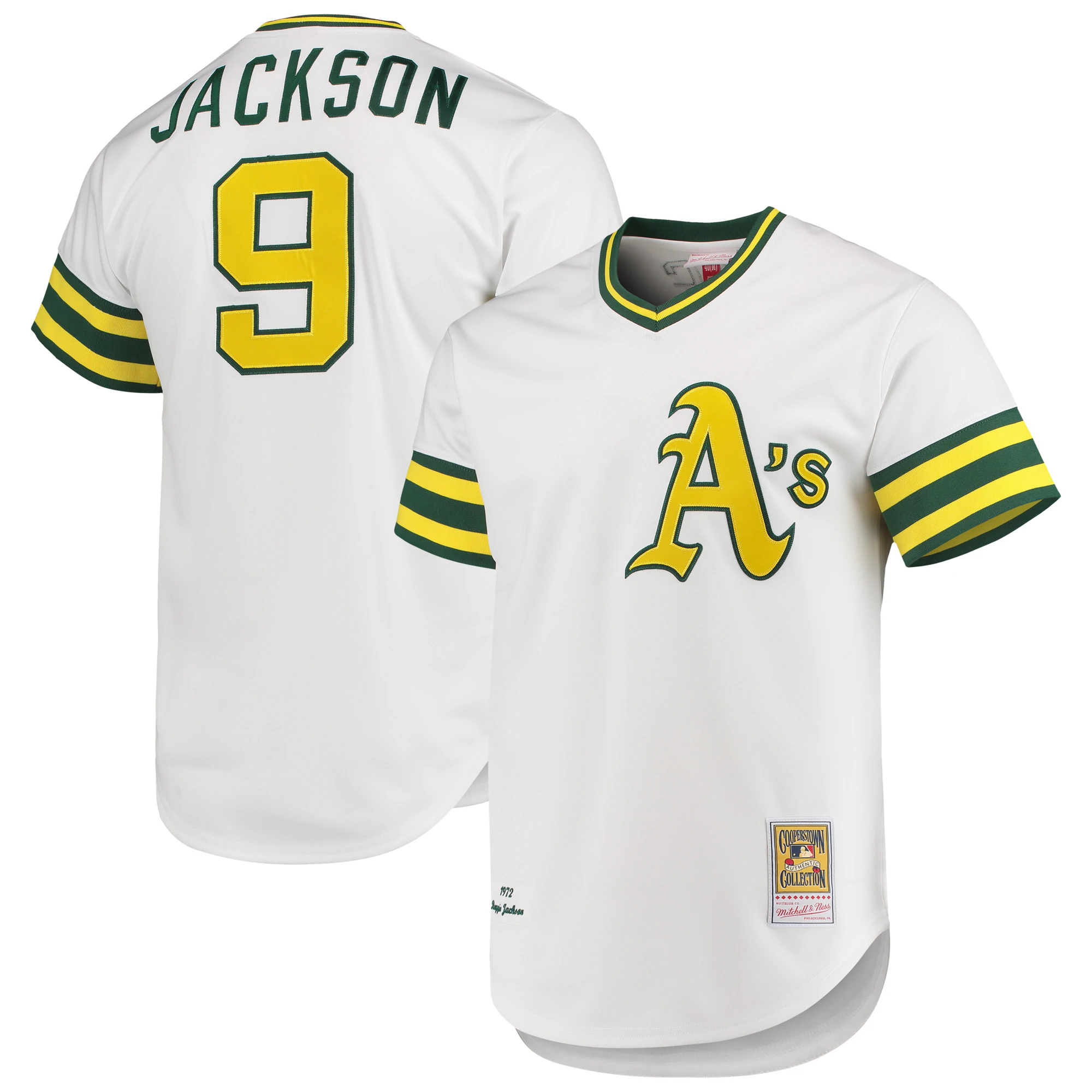 Alternative view of Reggie Jackson Oakland Athletics Mitchell & Ness 1972 Cooperstown Collection Authentic Jersey – White