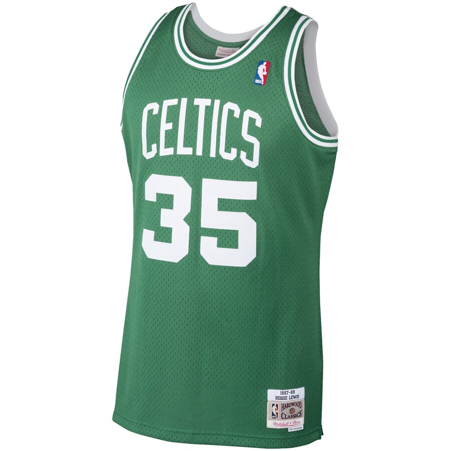 Alternative view of Reggie Lewis Boston Celtics Mitchell & Ness 1987-88 Hardwood Classics Swingman Player Jersey - Kelly Green