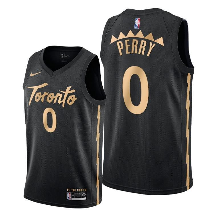 Reggie Perry Toronto Raptors Black City Edition Jersey 0 - Men Jersey - JS221 