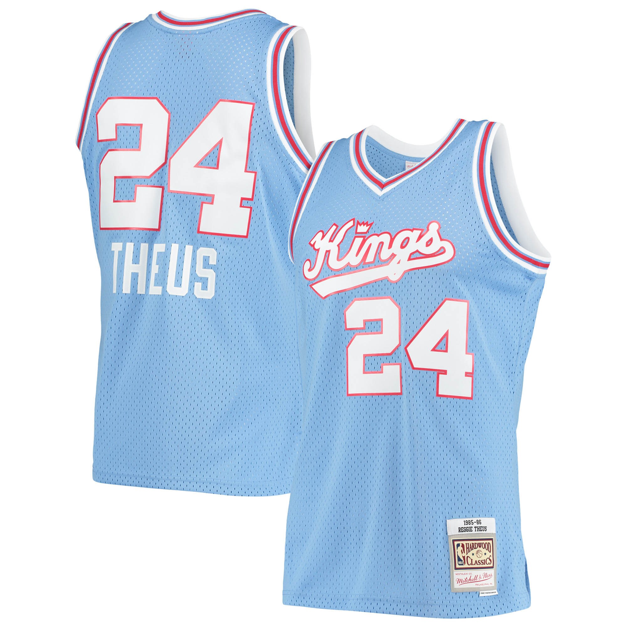 Alternative view of Reggie Theus Sacramento Kings Mitchell & Ness 1985/86 Hardwood Classics Swingman Jersey - Light Blue