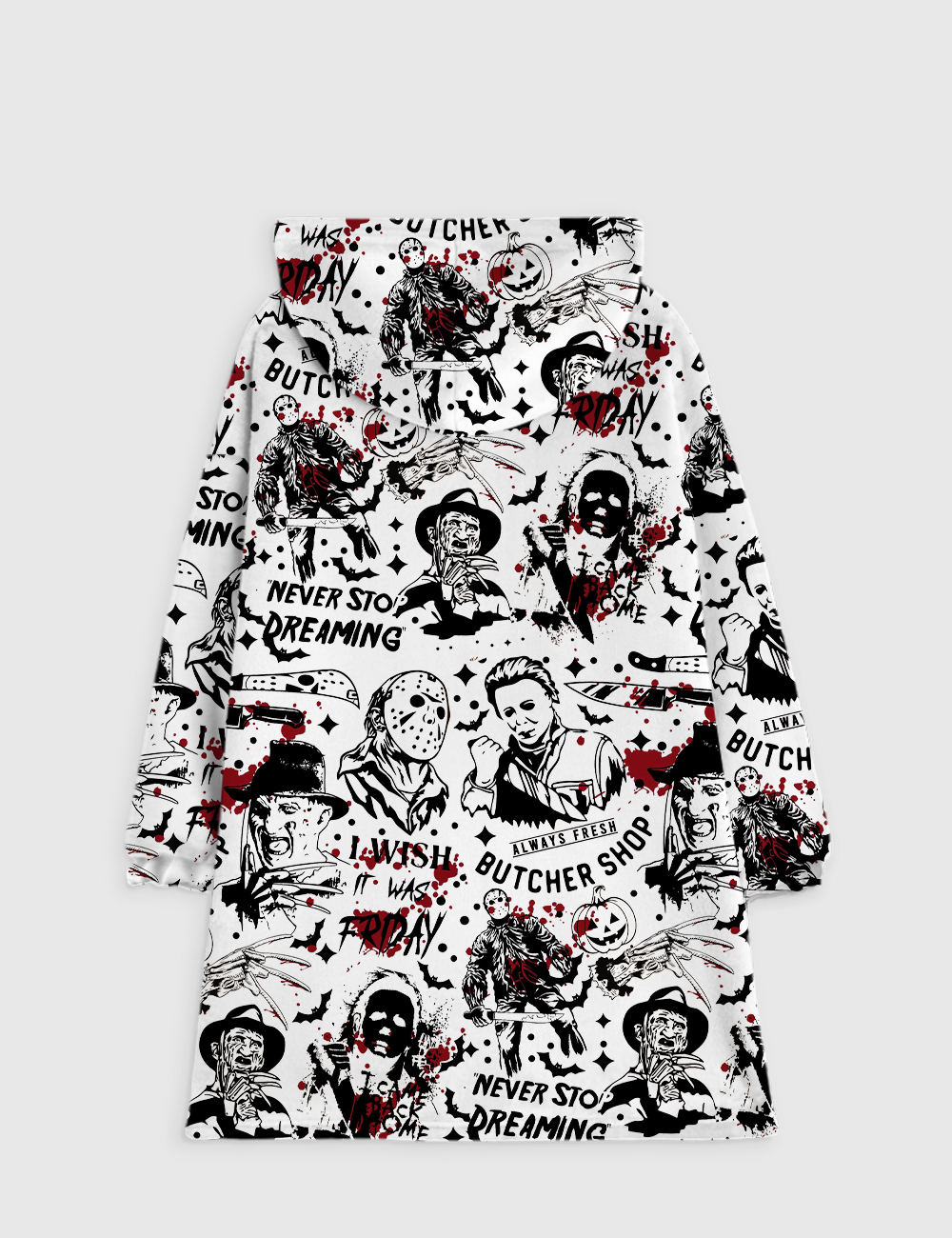 Alternative view of Retro Halloween Horror Movie Flannel Blanket Hoodie