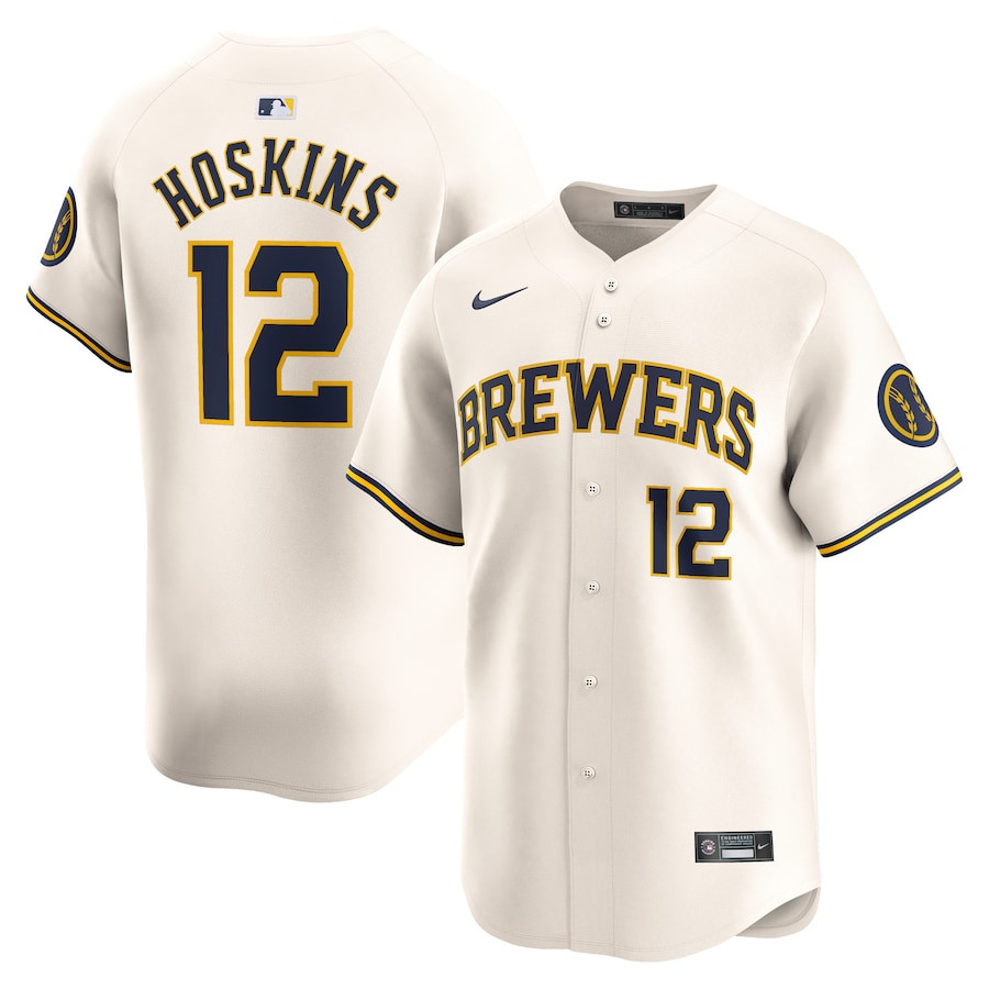 Rhys Hoskins 12 Milwaukee Brewers Home Limited Player Men Jersey - Cream 