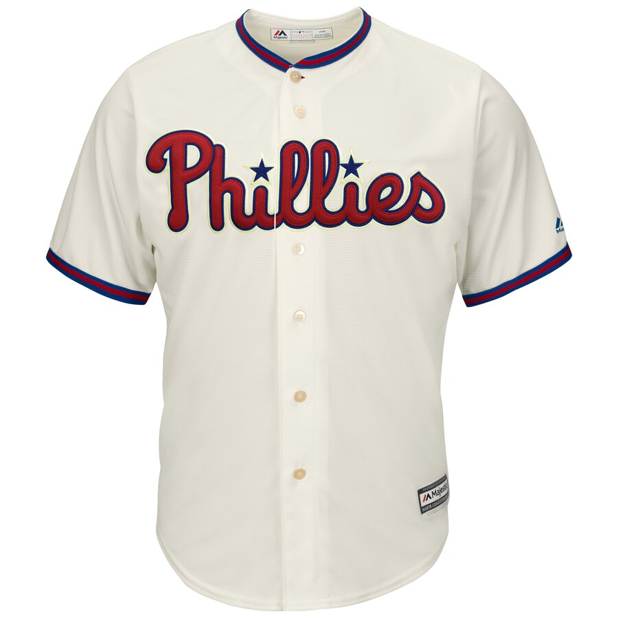 Alternative view of Rhys Hoskins Philadelphia Phillies Majestic Alternate Official Cool Base Player Jersey – Cream