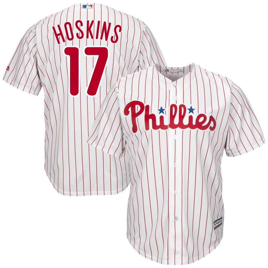 Rhys Hoskins Philadelphia Phillies Majestic Home Official Cool Base Player Jersey – White