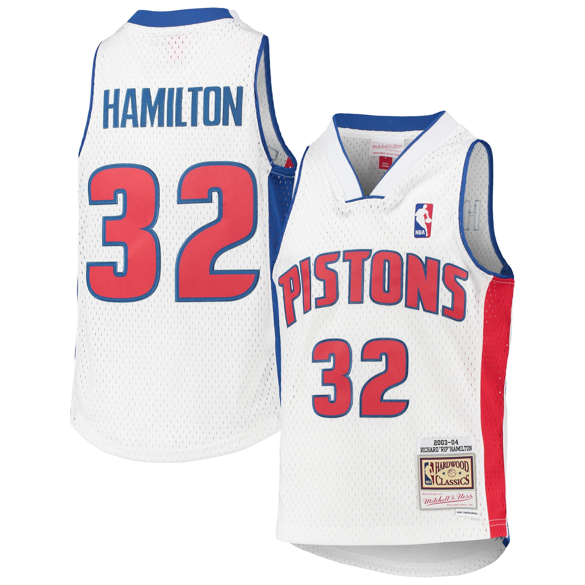 Alternative view of Richard Hamilton Detroit Pistons Mitchell & Ness Youth 2003/04 Hardwood Classics Swingman Jersey - White