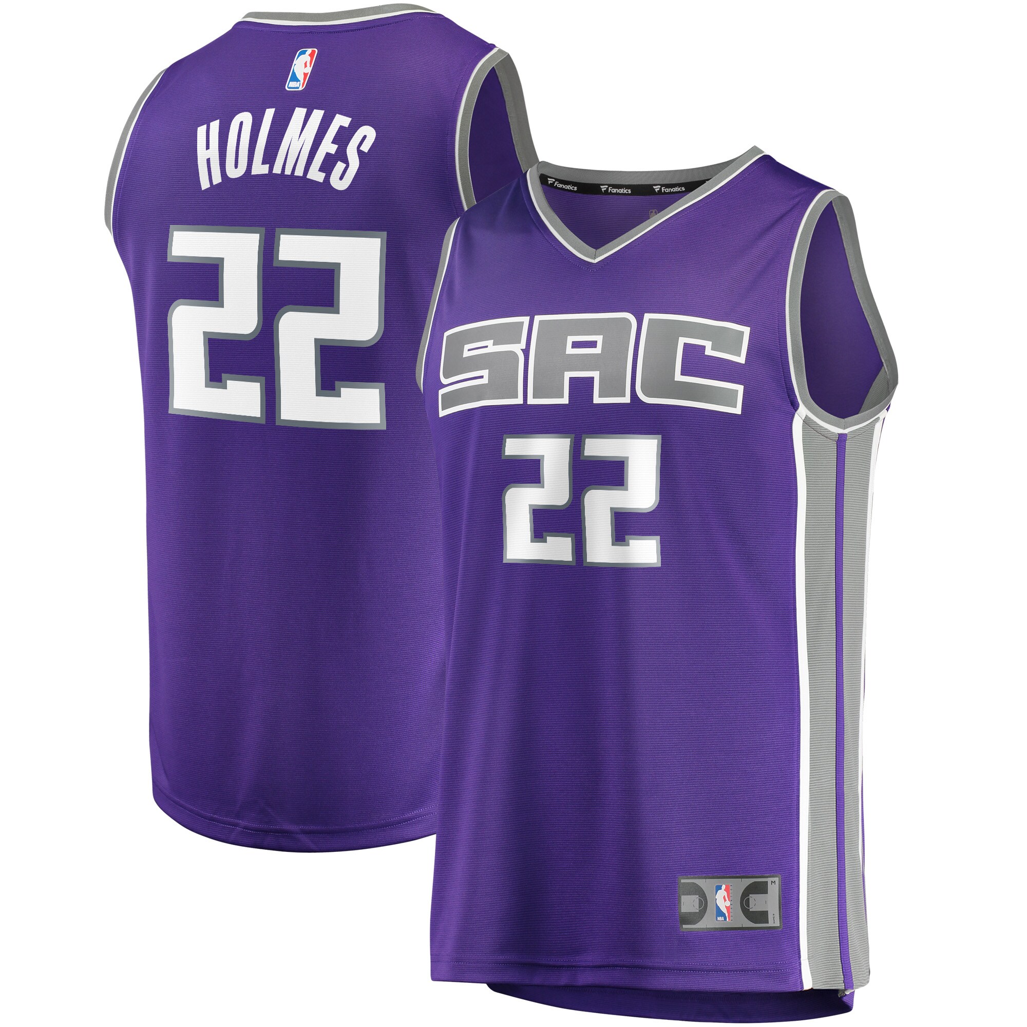 Alternative view of Richaun Holmes Sacramento Kings Fanatics Branded Youth Fast Break Player Jersey - Icon Edition - Purple