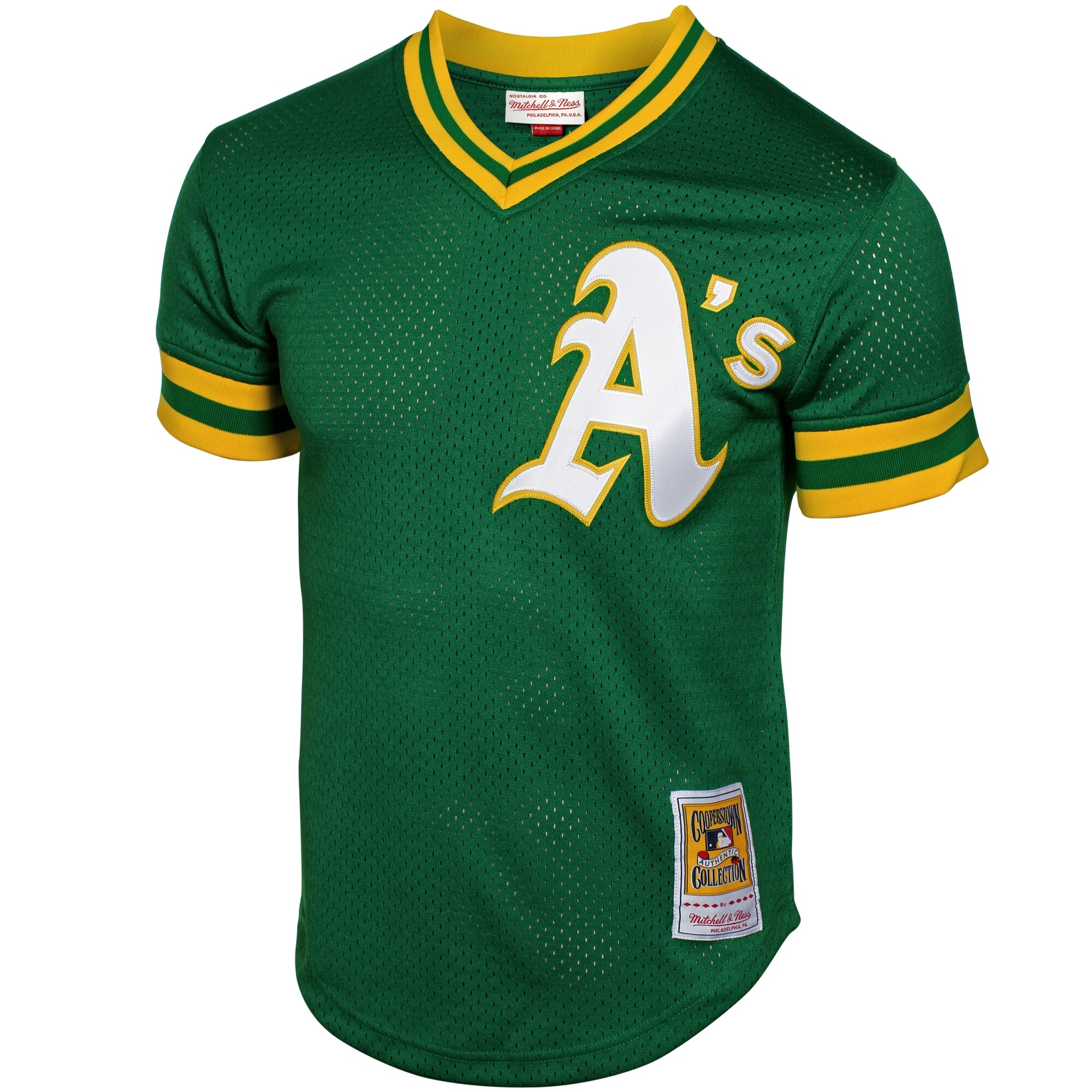 Alternative view of Rickey Henderson Oakland Athletics Mitchell & Ness 1991 Cooperstown Mesh Batting Practice Jersey - Green