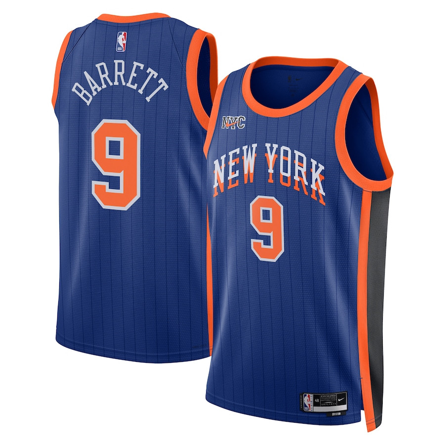 RJ Barrett 9 New York Knicks 2023/24 City Edition Swingman Jersey - Blue - JS725 