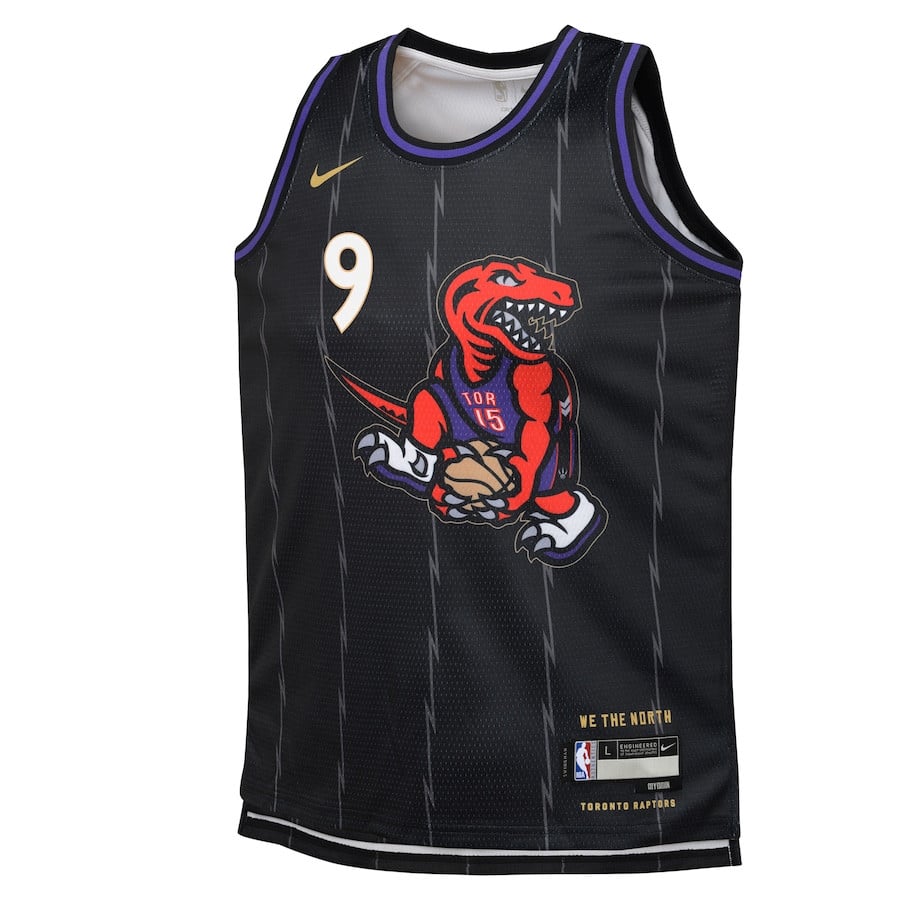 Alternative view of RJ Barrett 9 Toronto Raptors 2024/25 Swingman Player YOUTH Jersey - City Edition - Black - JS856 
