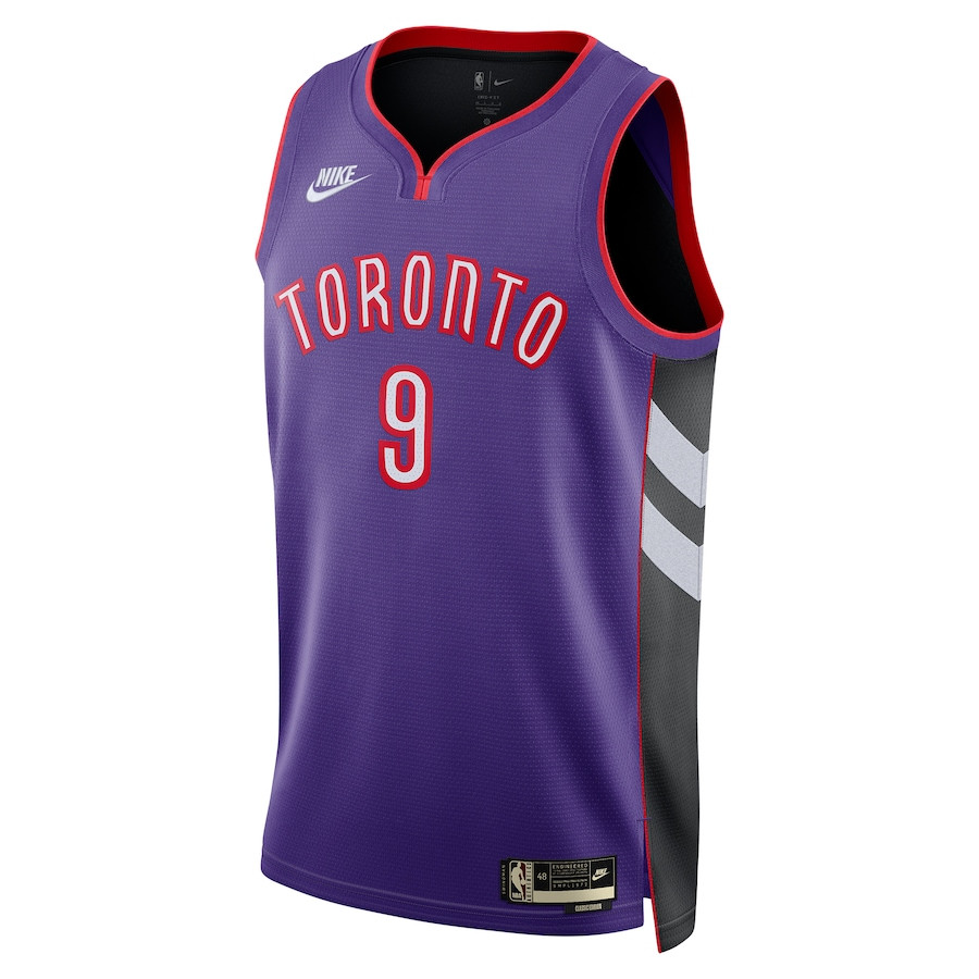 Alternative view of RJ Barrett 9 Toronto Raptors Unisex 2024/25 Swingman Jersey - Purple - Classic Edition - JS111 