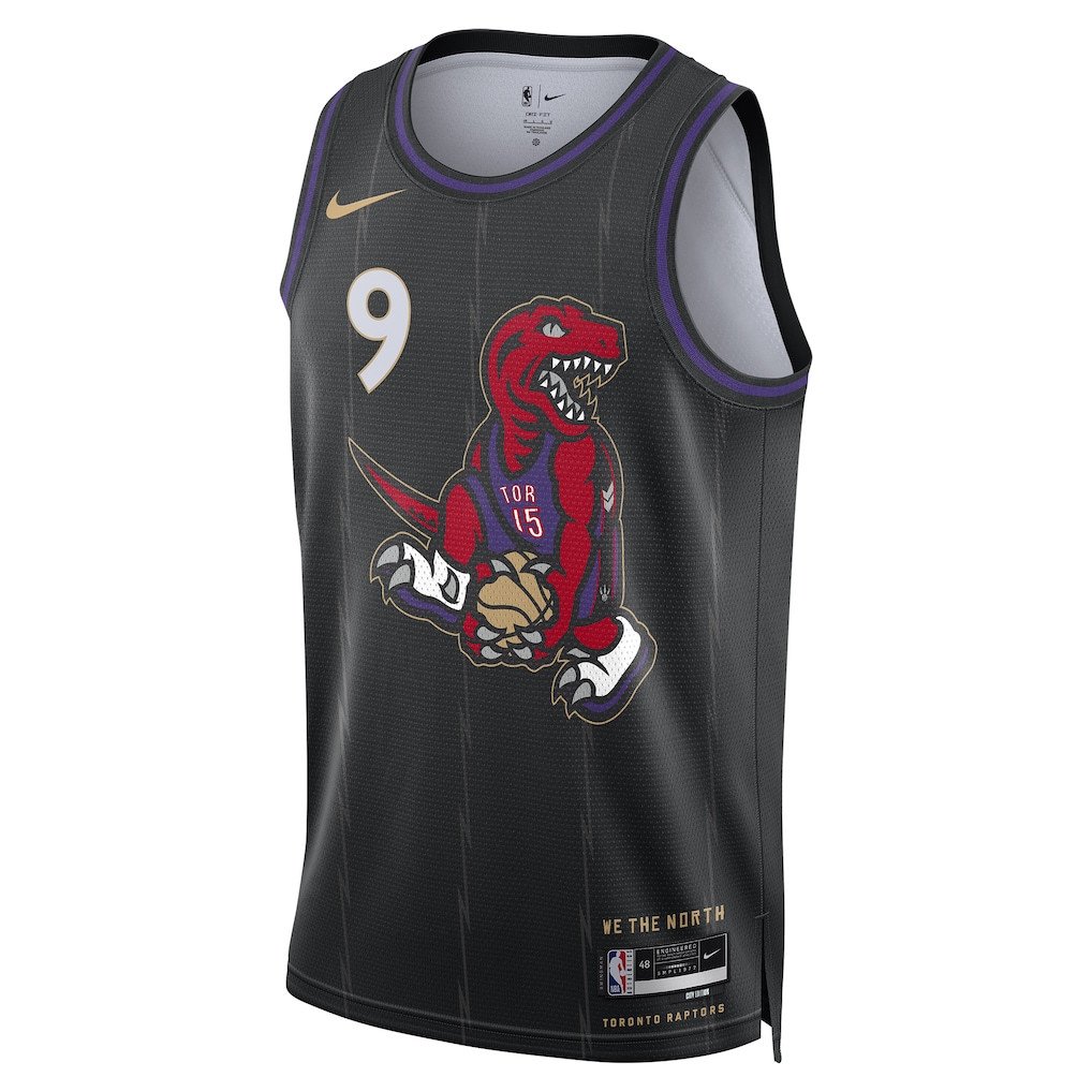 Alternative view of RJ Barrett 9 Toronto Raptors Unisex 2024/25 Swingman Player Jersey - City Edition - Black - JS608 