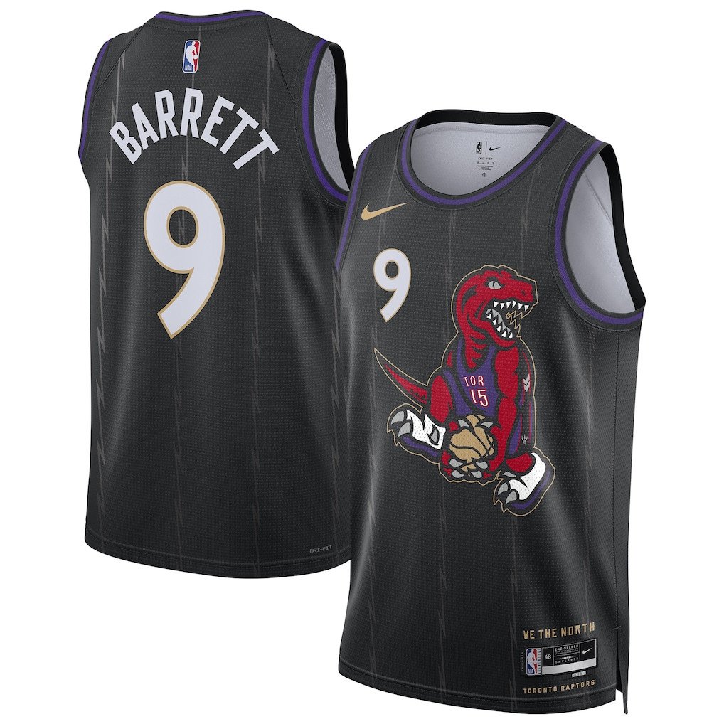 RJ Barrett 9 Toronto Raptors Unisex 2024/25 Swingman Player Jersey - City Edition - Black - JS608 